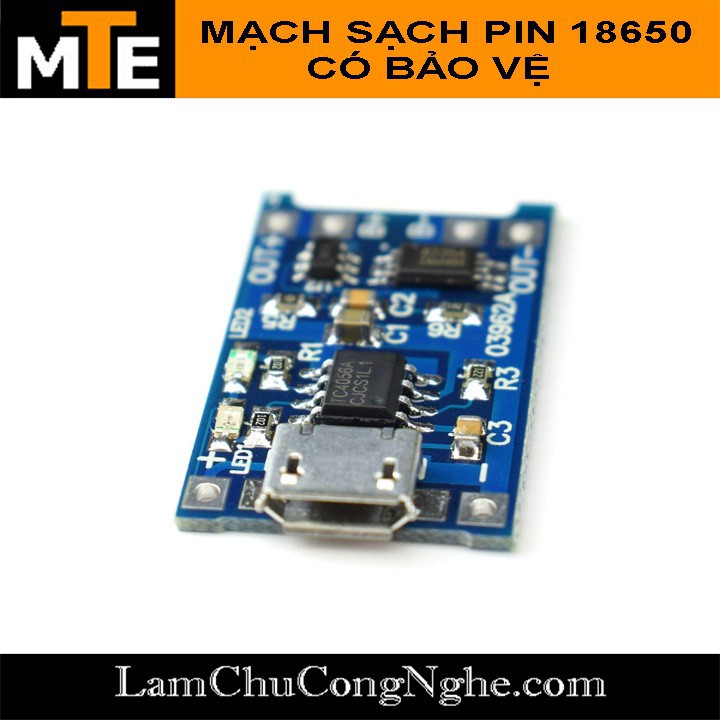 Mới! Mạch sạc pin 18650 1A TP4056 có bảo vệ Micro USB