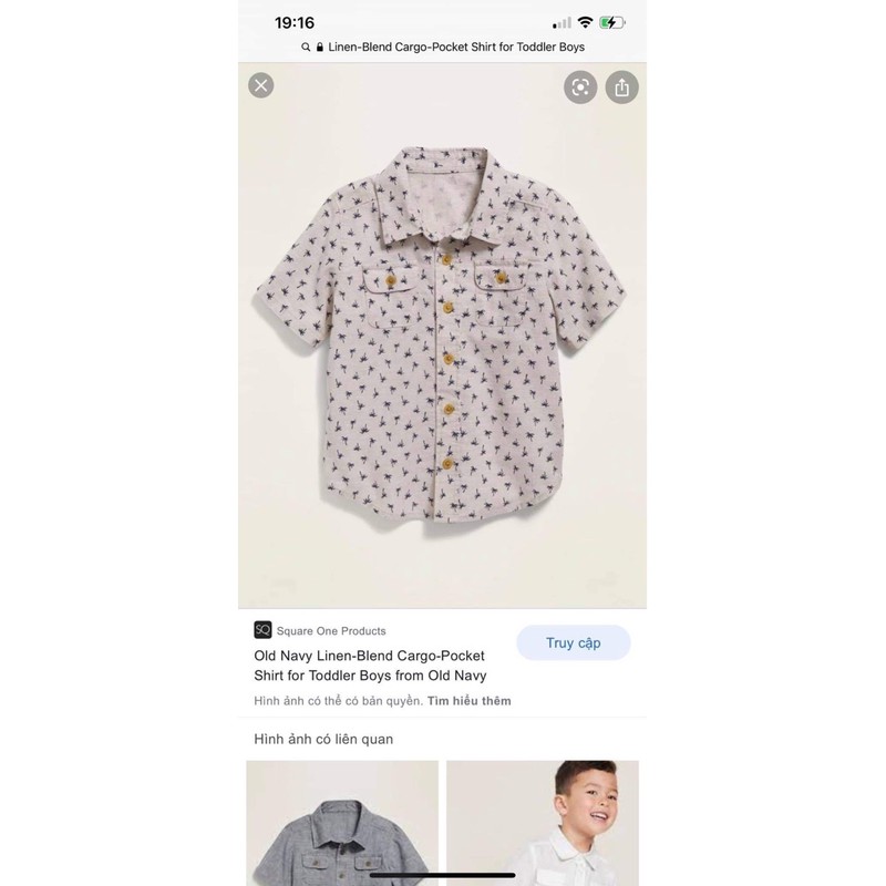 Vải linen nền kem hình cây dừa hãng OldNavy
