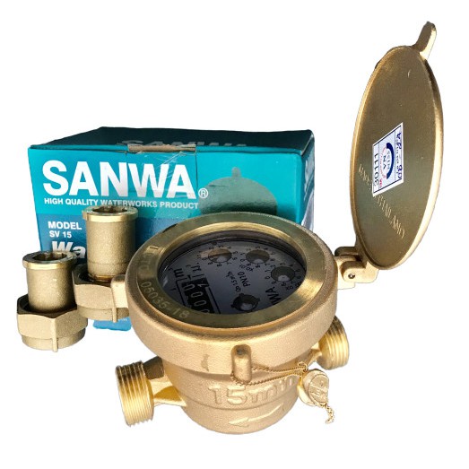 Đồng hồ nước Sanwa Thái Lan bằng đồng Mã SV15 - phi 21 - có kiểm định, CO CQ, có xuất hóa đơn VAT