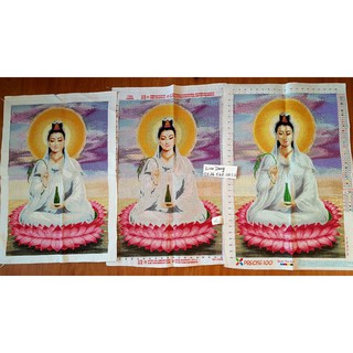 Tranh thêu QUAN ÂM BỒ TÁT (đã thêu)48x72cm ,1bức