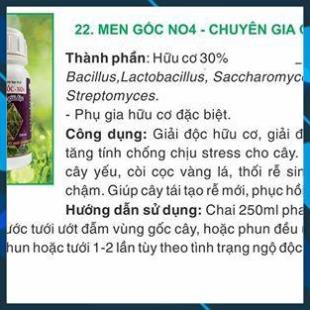 MEN GỐC NO4 250ML - CHUYÊN GIA GIẢI ĐỘC CHO CÂY TRỒNG BỊ NGỘ ĐỘC PHÂN BÓN, NGỘ ĐỘC THUỐC BVTV,...