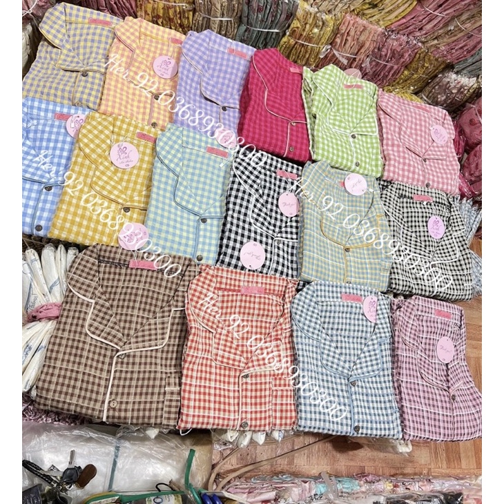 Set 3 Bộ pijama chất đũi xốp kẻ ô