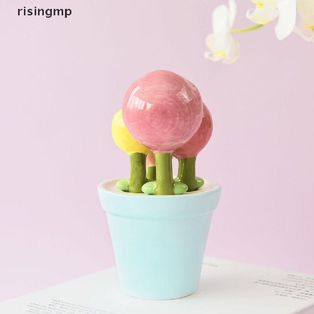 Set 4 Muỗng Sứ Đo Lường Kèm Giá Đỡ Hình Bông Hoa ♨Trên đó