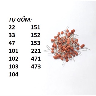 Combo 10 Tụ Gốm 50V Nhiều Giá Trị (Túi 10 con)