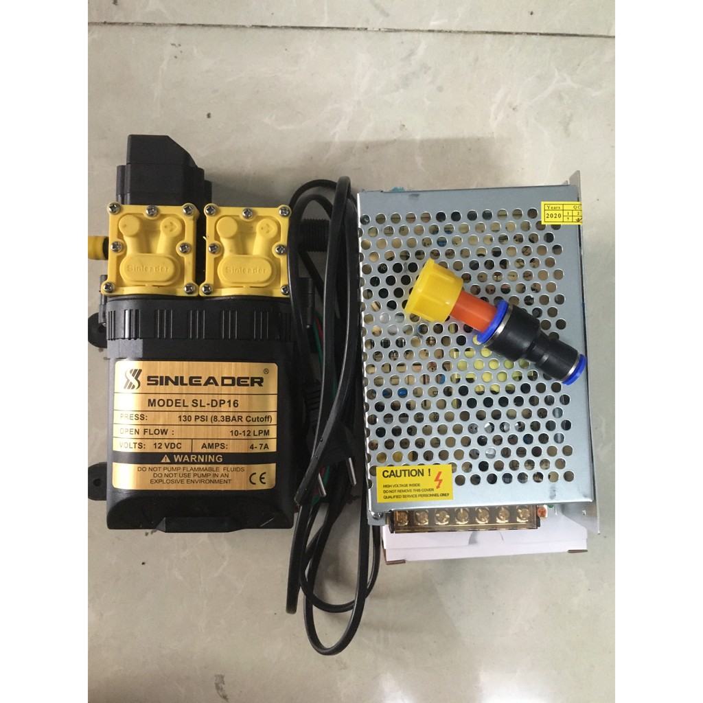 Bộ máy sinleader đôi và nguồn tổ ong 12v 10a kèm ren 17mm và nối 12 ra 8