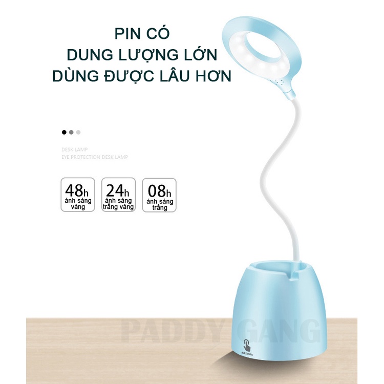 Đèn Học Chống Cận, Đèn Bàn Sạc Tích Điện, Đèn Học Để Bàn Cảm Ứng Tích Hợp Pin Dự Phòng 4000mah PaddyGang