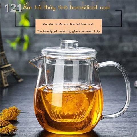 Ấm pha trà thủy tinh chịu nhiệt độ cao máy gia dụng dày lọc bong bóng chim cánh cụt chậu hoa tách bộ [Kết thúc vào ngày