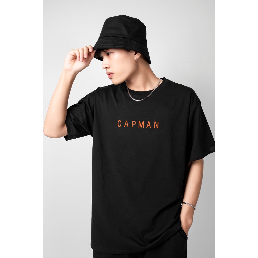 Áo thun cotton CAPMAN dáng rộng/ Đen (V426)