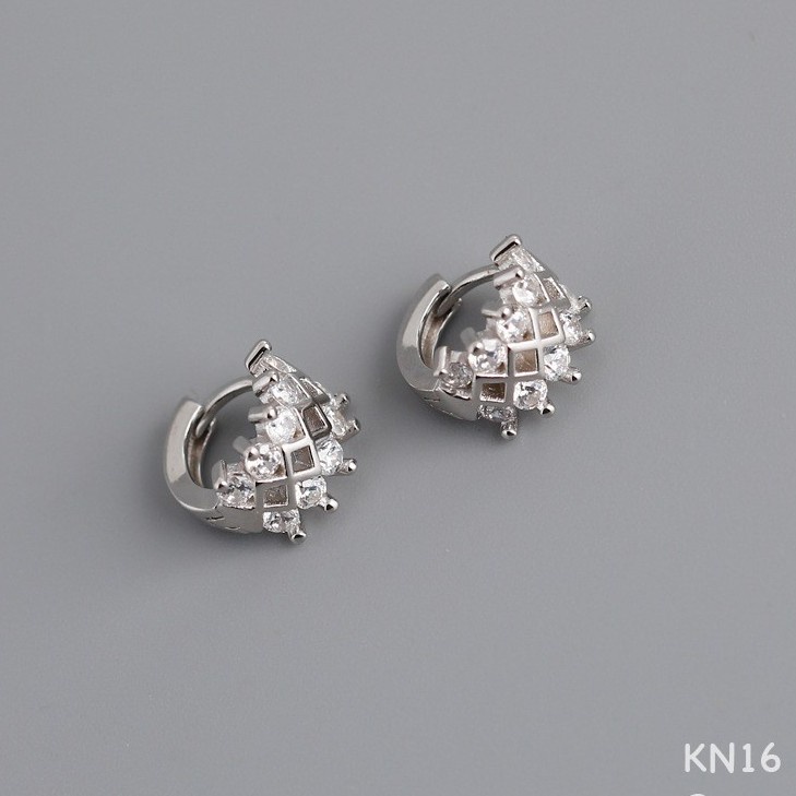 Khuyên tai tròn nam nữ bạc đá đan 2 màu xi bạch kim và vàng cá tính, độc đáo | HARMONY ACCESSORIES KN16