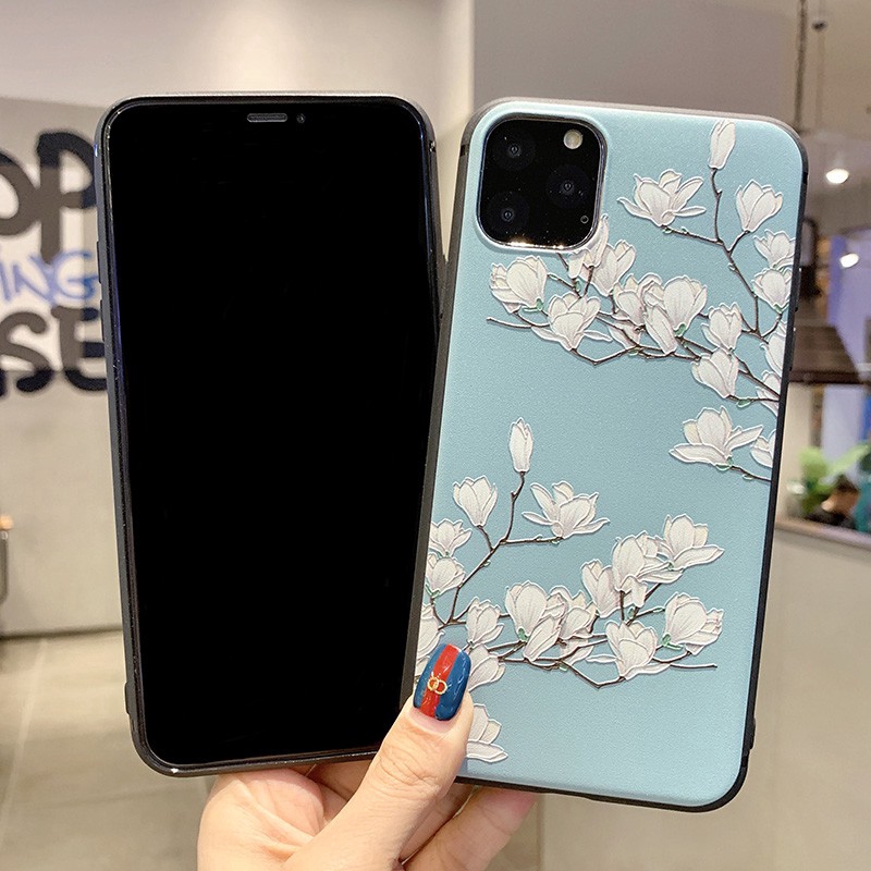 Ốp lưng điện thoại TPU mềm họa tiết Magnolia cho iPhone XS 11 Pro Max X XR 6 6S 7 8 Plus