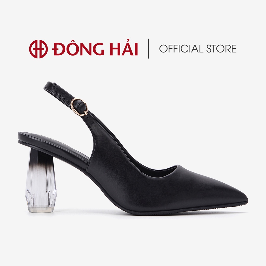 Giày cao gót nữ Đông Hải thiết kế Slingback mũi nhọn sành điệu đính gót kim cương cao 7cm - G81I8