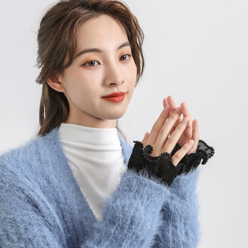 Ống Tay Áo Giả Xếp Ly Trang Trí Cổ Tay Áo Giả