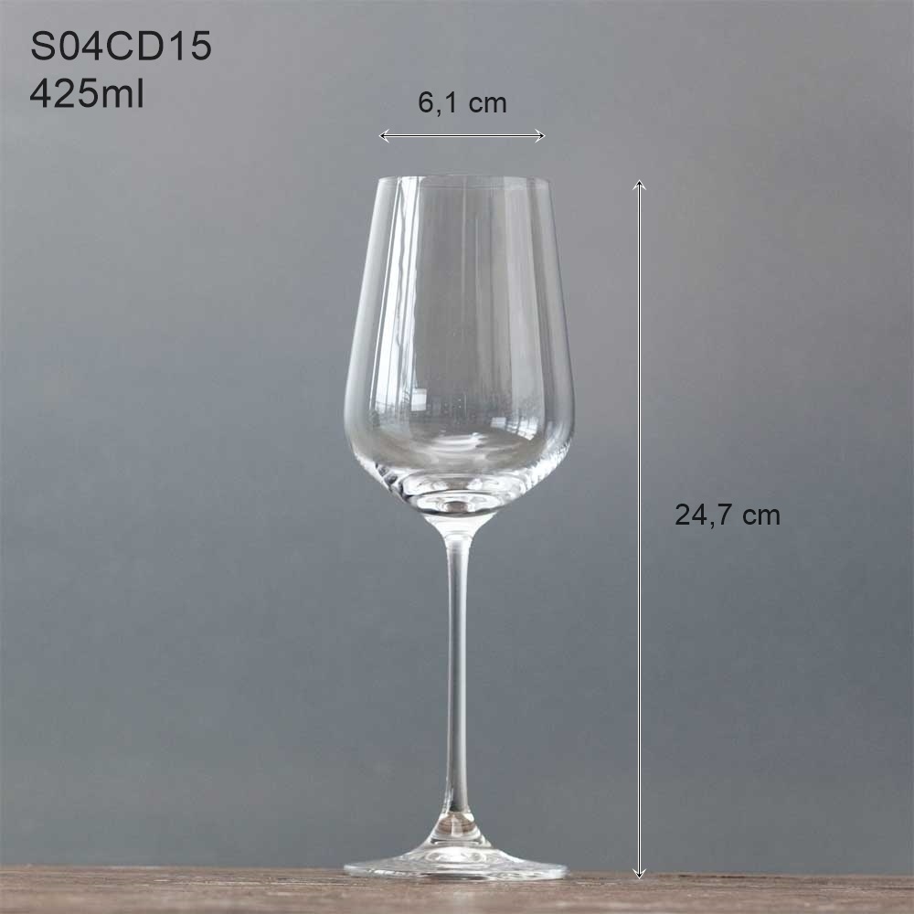 Bộ 6 Ly Uống Rượu Vang Trắng Pha Lê Cao Cấp Lucaris Chardonnay 425ml Nhập Khẩu Chính Hãng Không Chì - Hongkong S04CD15