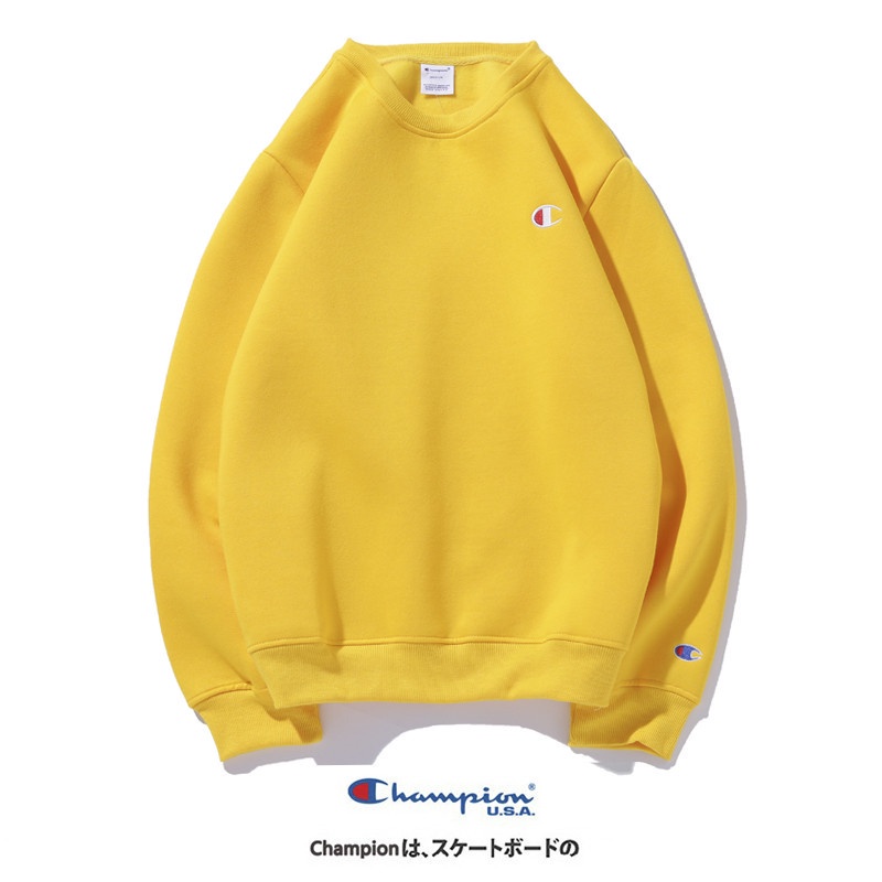 Áo Sweater Cotton Cổ Tròn Thêu Chữ CHAMPION Thời Trang Đường Phố Cho Nam Và Nữ