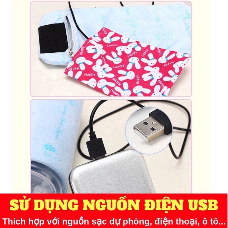 Túi Ủ Bình Sữa Thông Minh(Có Sạc USB), Túi Ủ Ấm Giữ Ấm Sữa Di Động 2 Màu Xanh/Hồng