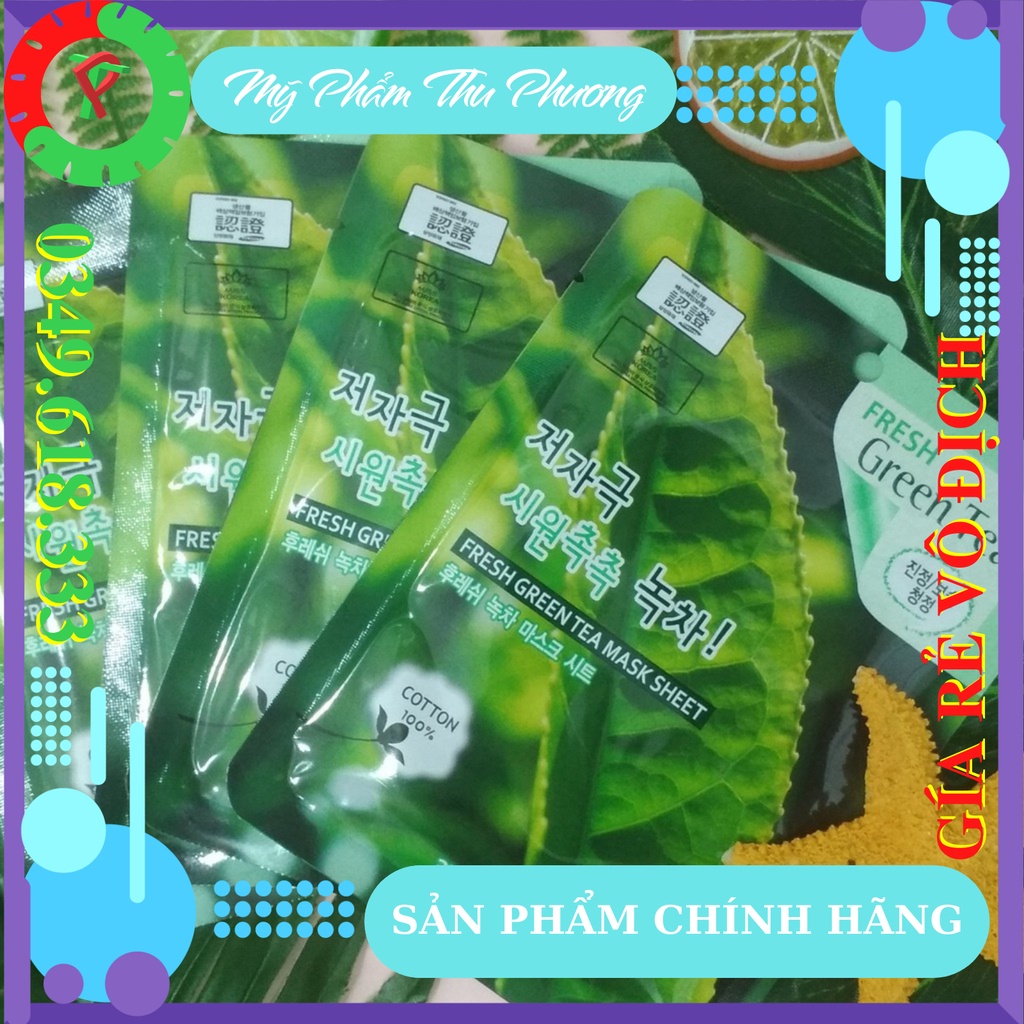 1 MẶT NẠ HÀN QUỐC Ốc sên trà xanh lô hội nhân sâm đỏ dưa chuột leo chanh than hoạt tính 3W CLINIC Fresh Mask Sheet