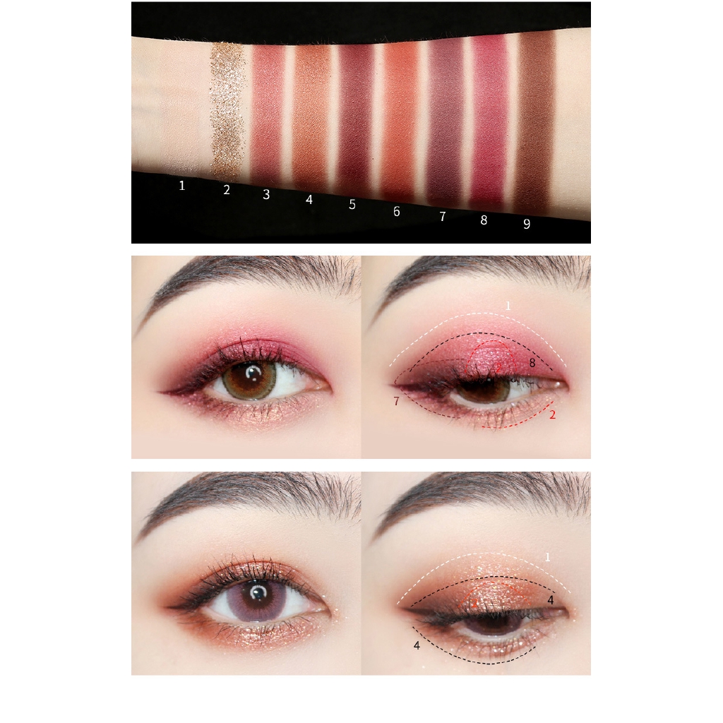 (hàng Mới Về) Bộ Mỹ Phẩm Trang Điểm Gồm Bảng Phấn Mắt + Mascara + Son Môi Cho Người Mới Bắt Đầu