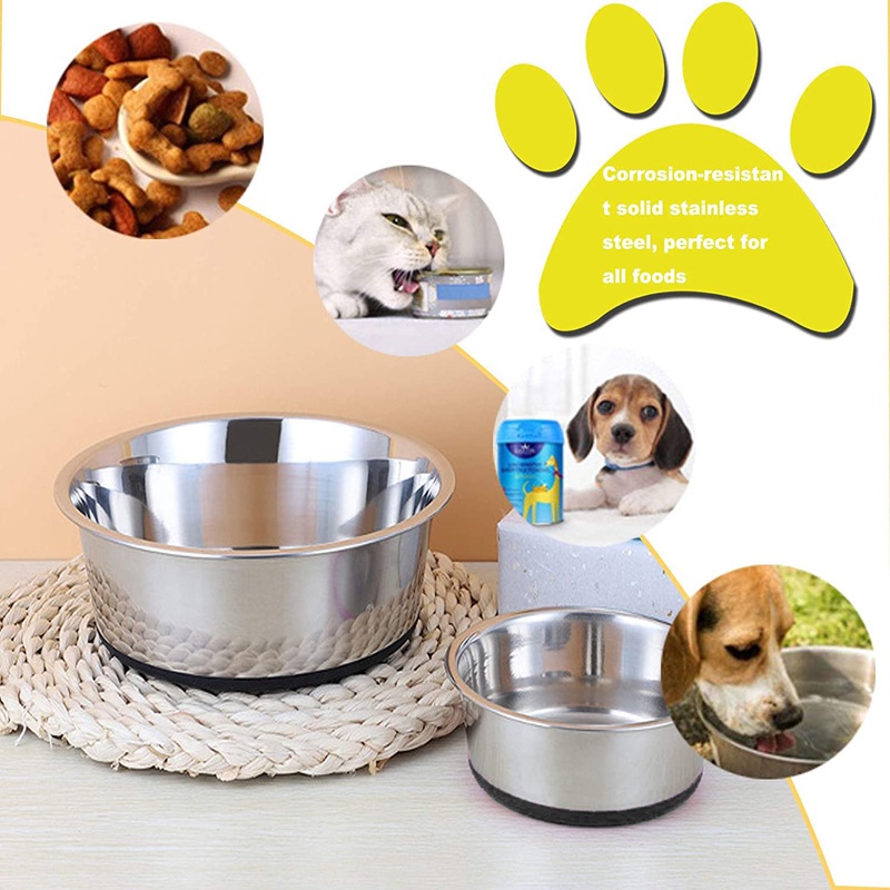 Tô Đựng Thức Ăn / Nước Uống Đế Silicone Và Thép Không Gỉ Chống Trượt Cho Thú Cưng Cỡ Nhỏ / Vừa / Lớn