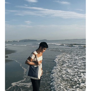Áo phông kẻ nâu