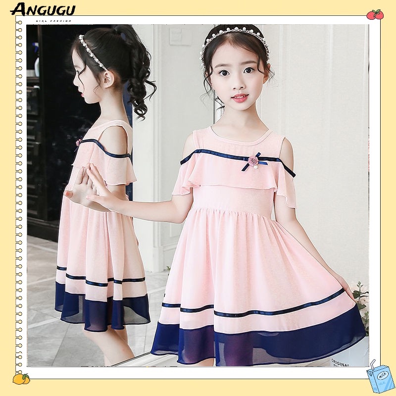 Đầm chiffon Mùa Hè Màu Trắng/Hồng Thời Trang Mới Cho Bé Gái