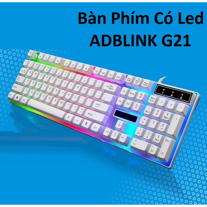 Bộ Bàn Phím kèm Chuột G21 ADBLink Có LED Giả Cơ , Chơi Game ( Màu Trắng )