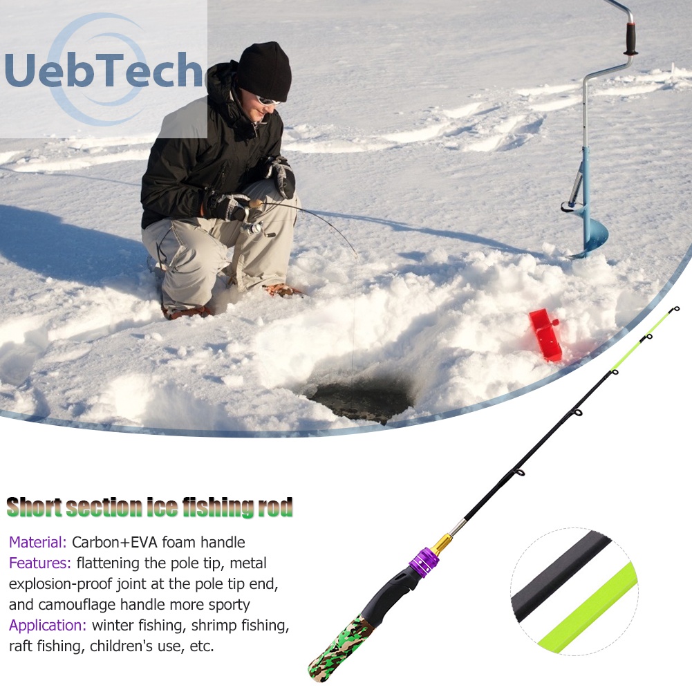 Cần câu cá trên băng chất liệu carbon và xốp eva cỡ 61cm cho trẻ em