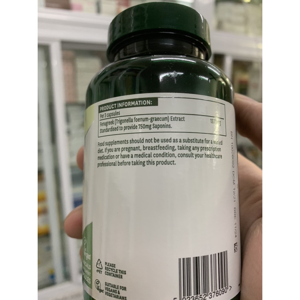 Cỏ Lợi Sữa Natures Aid Fenugreek 500mg - 90 viên - Nội Địa Anh - Mẫu mới