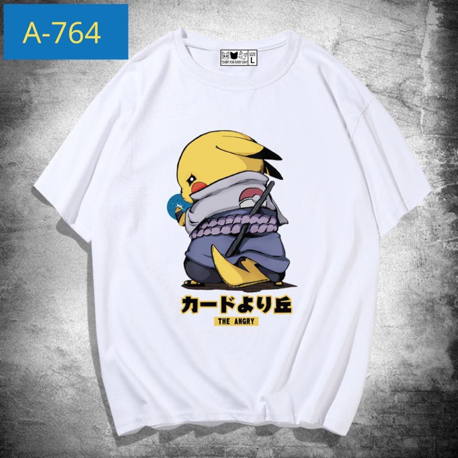 Áo Thun Nam Nữ Tay Lỡ Unisex Phông Trơn Oversize Form Rộng Basic Tee Hình PIKACHU QUAY LƯNG ྇