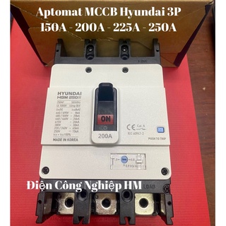 Aptomat mccb 3 pha hgm250h-f hyundai dòng 150a~250a - chính hãng, át tô mát khối cầu dao điện 3p