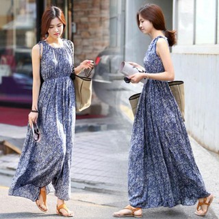 Đầm nữ maxi vải hoa phong cách retro xinh xắn đầm hoa váy hoa nhí đẹp ༷