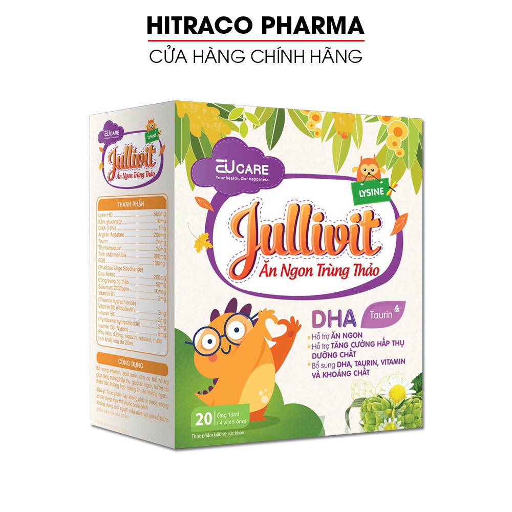 Jullivit Ăn Ngon giúp bé ăn ngon bổ sung DHA, Vitamin và khoáng chất - Hộp 20 ống x 10ml