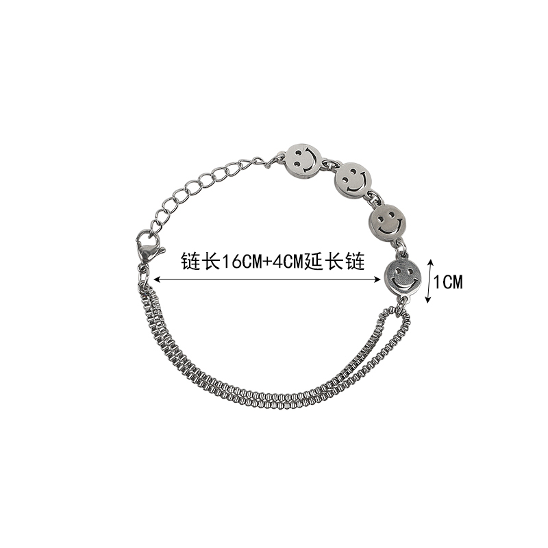 Vòng Tay Hai Lớp Thép Titan Mặt Cười Thời Trang Nhật Hàn 19336