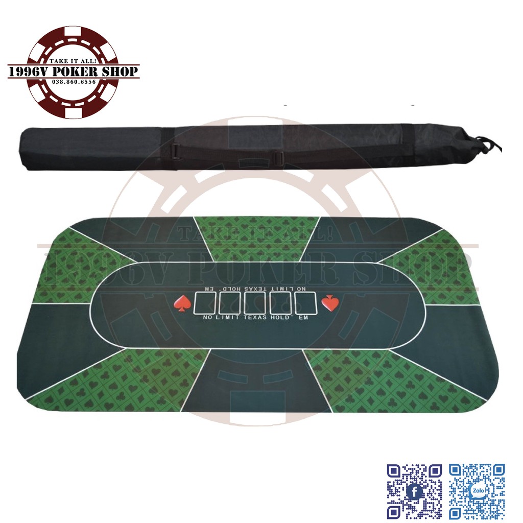 Thảm Poker cao su mặt nỉ trải bàn 10 chỗ chơi Pocker không số 2 size (180x90, 120x60cm) - 1996V Poker Shop