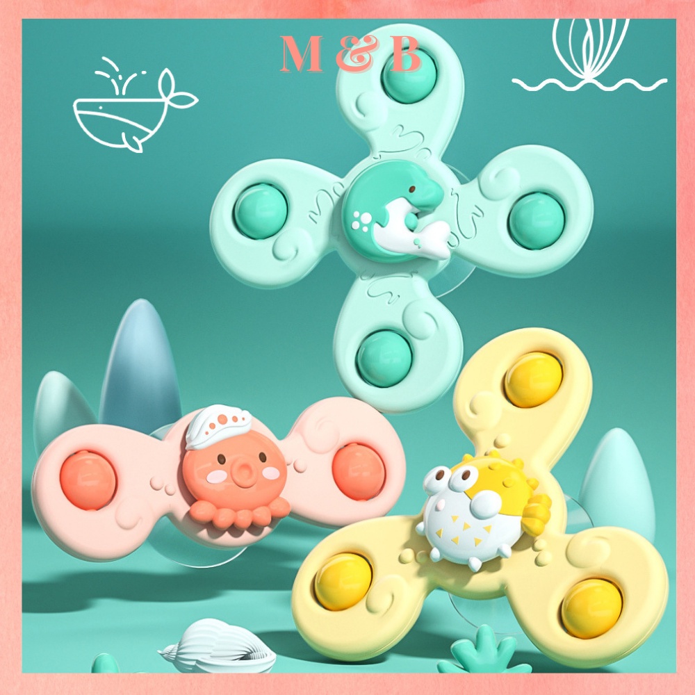 Bộ 3 con quay spinner dán tường hoạt hình Cá Heo cho bé màu sắc vui nhộn cho bé 3 cánh 2 cánh 4 cánh cao cấp dán tư