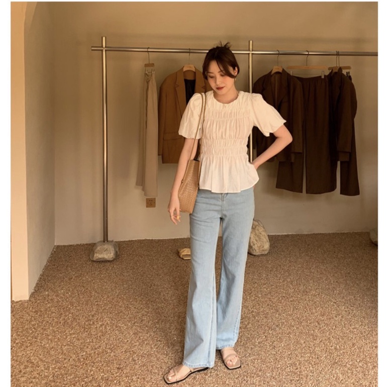 [Mã FAMARAL1 giảm 10K đơn 50K] Áo thun nữ kiểu bo chun • 2ENDSHOP | BigBuy360 - bigbuy360.vn