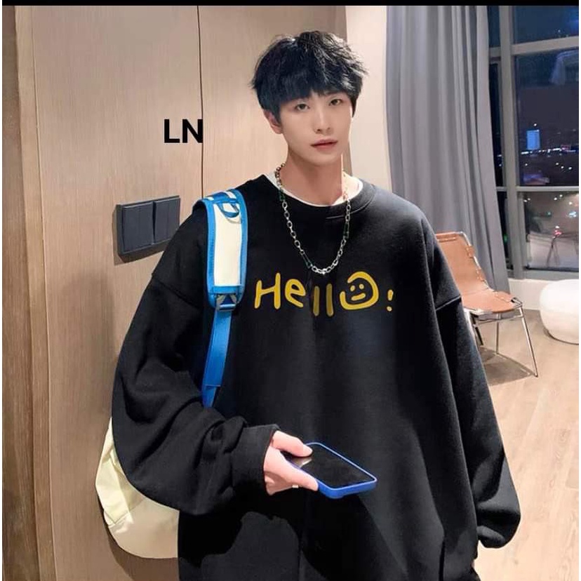 Áo Nỉ Sweater HELLO Chất Nỉ Cotton Tay Bồng From Rộng Nam nư mặc được - ZADOLA FASHION