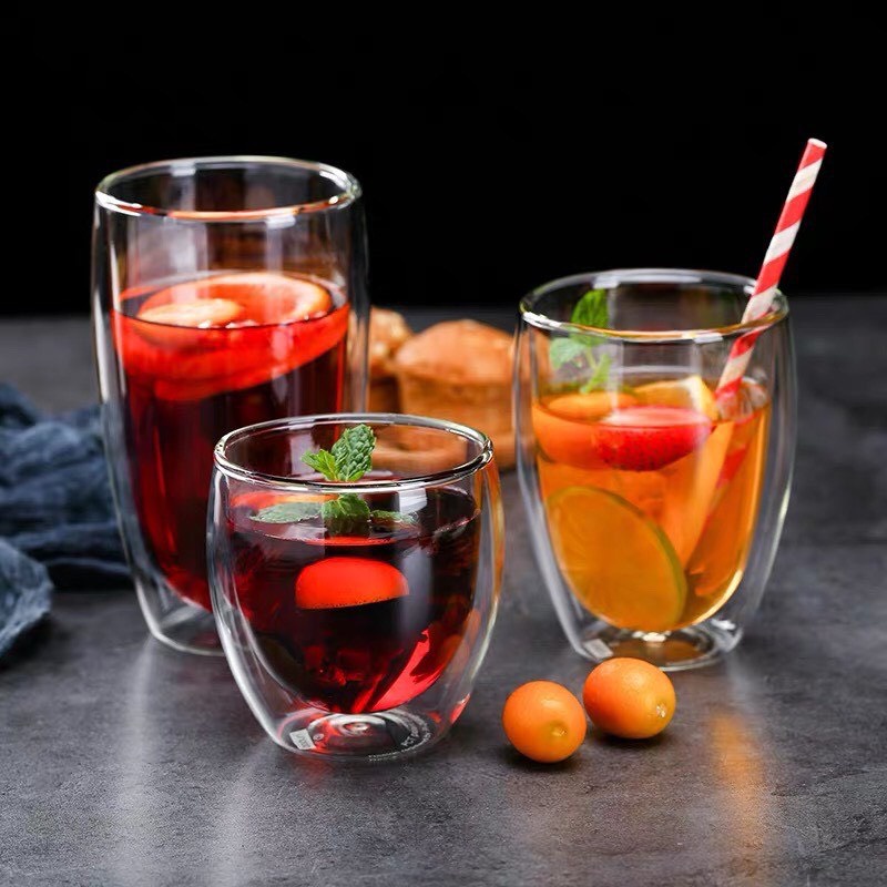 Cốc thủy tinh 2 lớp chịu nhiệt 350ml, 250ml