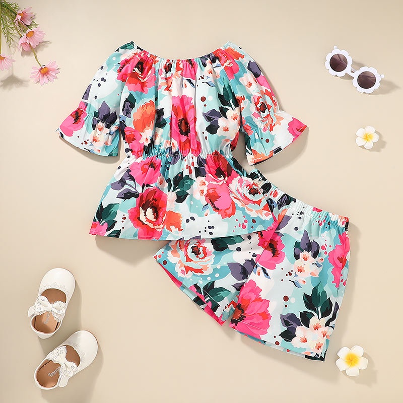 Combo bộ đồ bé gái 1-5 tuổi tay áo croptop quần đùi set mùa hè thời trang cho bé trẻ em