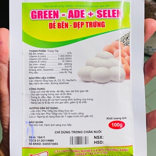Green ADE + SELEN [100 g] thuốc gà đá mái kích cồ, tăng trứng