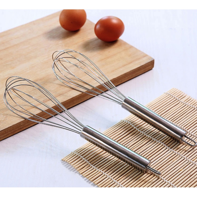 Cây Đánh Trứng Bằng Thép Không Gỉ, Phới Lồng Đánh Trứng Cầm Tay Inox 10/12inch Có Móc Treo Chất Lượng Cao