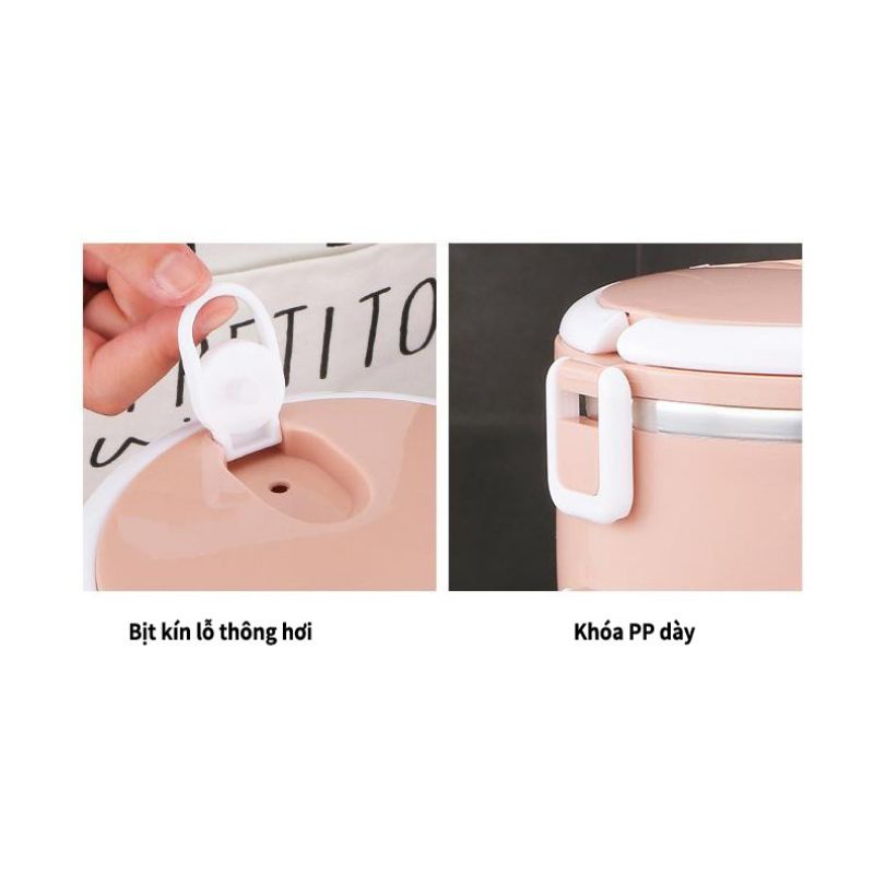 HỘP CƠM GIỮ NHIỆT 2 TẦNG LUNCH BOX - HỘP CƠM VĂN PHÒNG 2 TẦNG RUỘT INOX