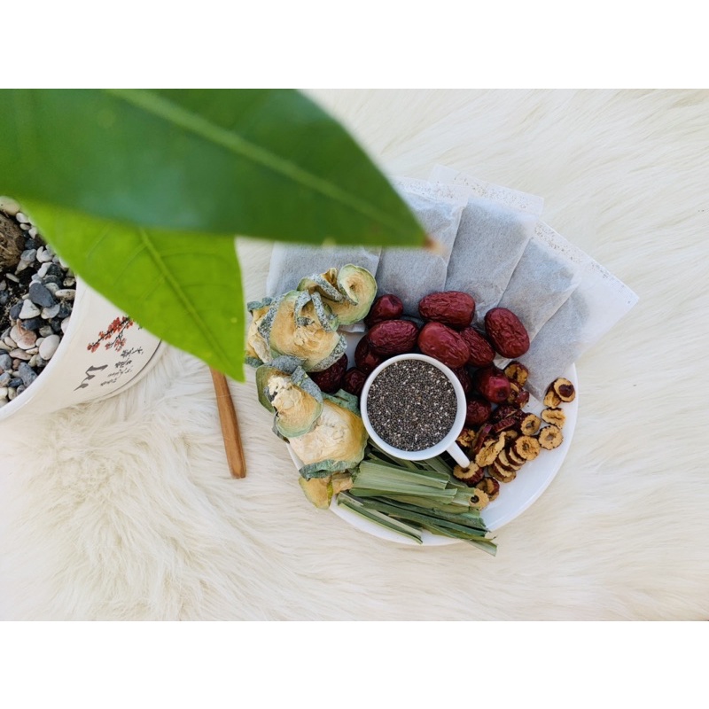 Trà sâm bí đao hạt chia giải nhiệt Nàng Thơ( sâm túi lọc+ táo đỏ+bí đao+hạt chia+ lá nếp) H15