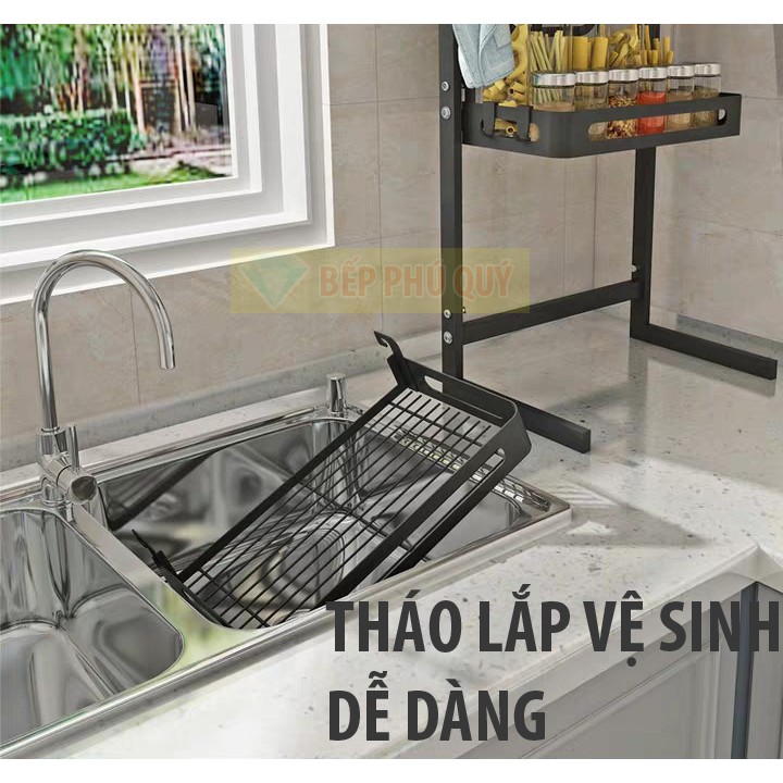 KỆ 2 TẦNG ĐA NĂNG ĐỰNG GIA VỊ ĐƯỢC SƠN ĐEN TÍNH ĐIỆN [KỆ GIA VỊ]