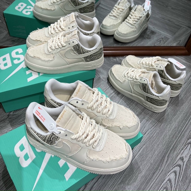 Full box+quà tặng🎁 Giày sneaker _Ni.ke BigBang SC kem hoa văn dây thừng xoắn nam nữ