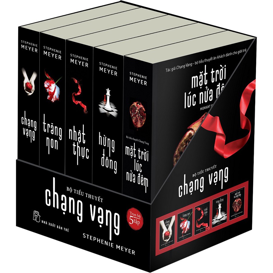 Sách - Chạng Vạng + Trăng Non + Nhật Thực + Hừng Đông + Mặt Trời Lúc Nửa Đêm (Boxset Trọn Bộ)