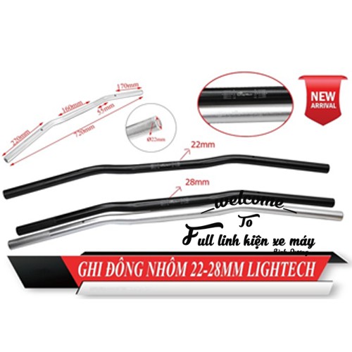 Ghi Đông Nhôm 22 28 mm Lightech