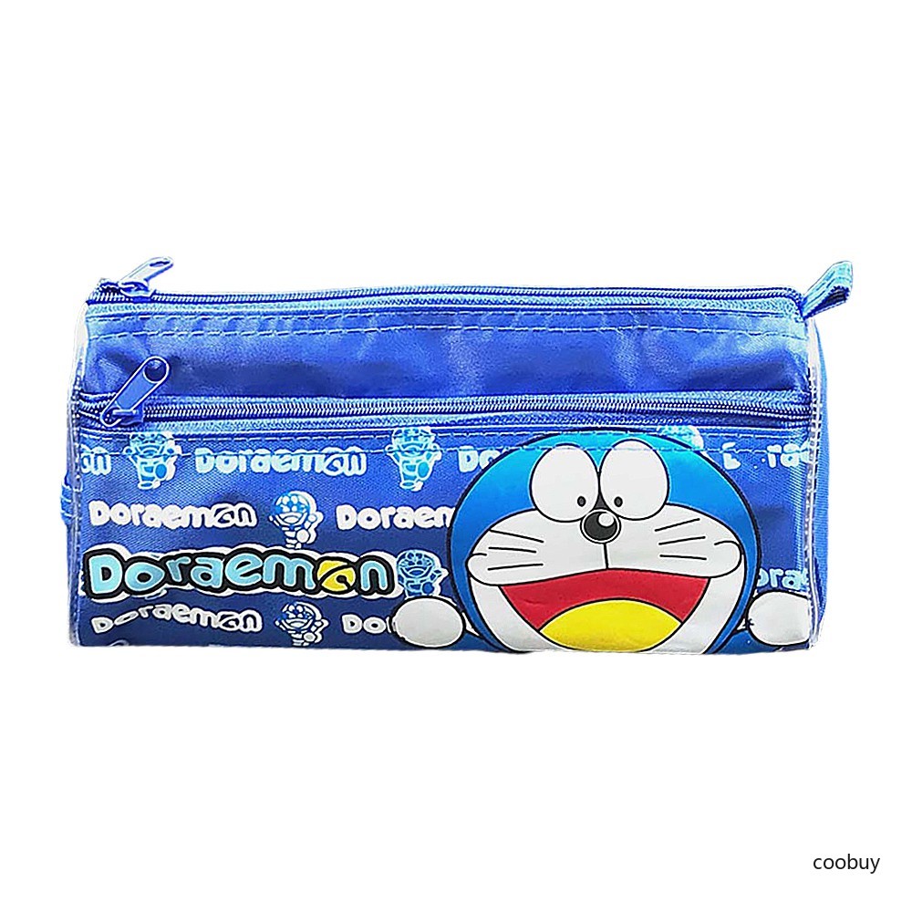 Túi đựng bút in hình mèo / Minion / Doraemon 2 ngăn đáng yêu