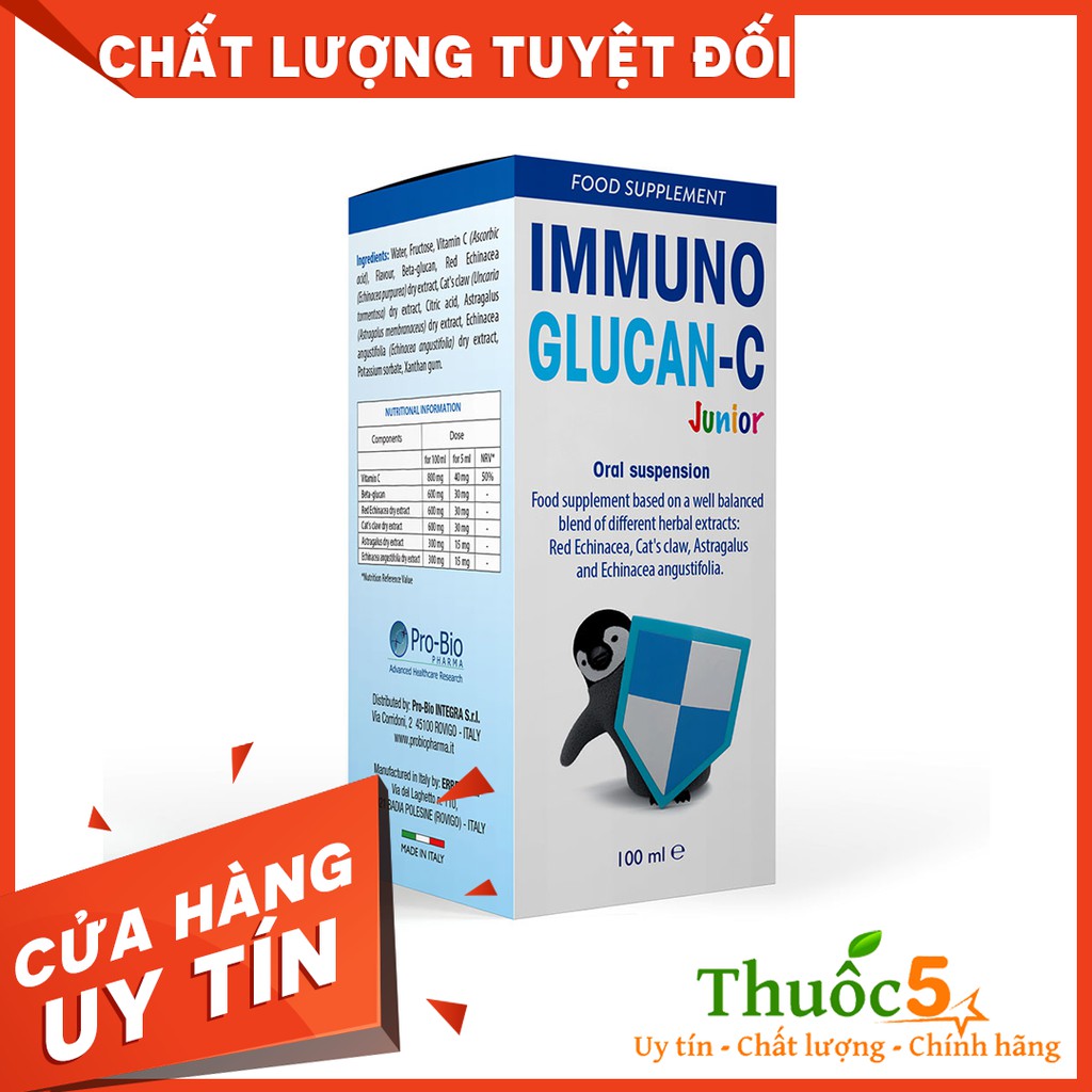 Immuno Glucan C Siro tăng đề kháng cho bé Nâng Cao Sức Khỏe Đường Hô Hấp Lọ 100ml