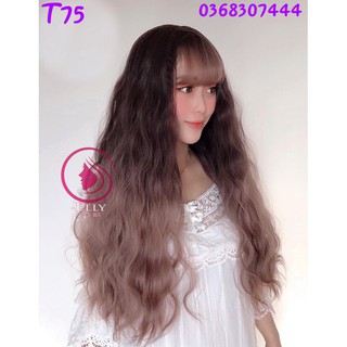 TÓC GIẢ NỮ CẢ ĐẦU - TẶNG LƯỚI ĐỘI ĐẦU-TÓC GIẢ NỮ NHUỘM NÂU HỒNG SIÊU XINH MÀU LẠ