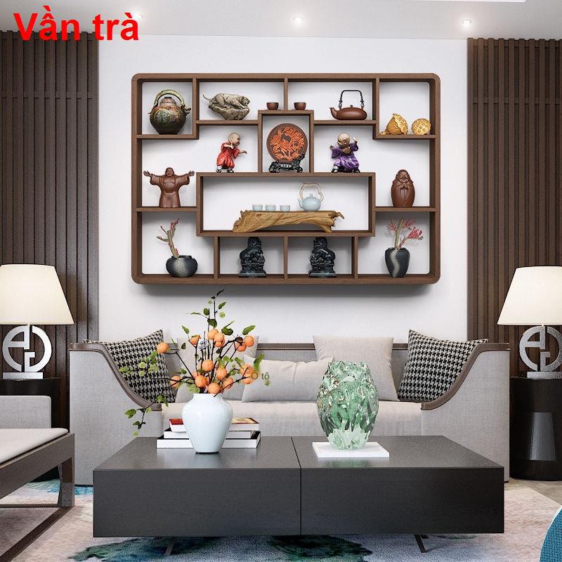 Khung Bogu gỗ rắn Kệ treo tường Trung Quốc phòng khách đơn giản hiện đại bộ ấm trà đồ trang trí